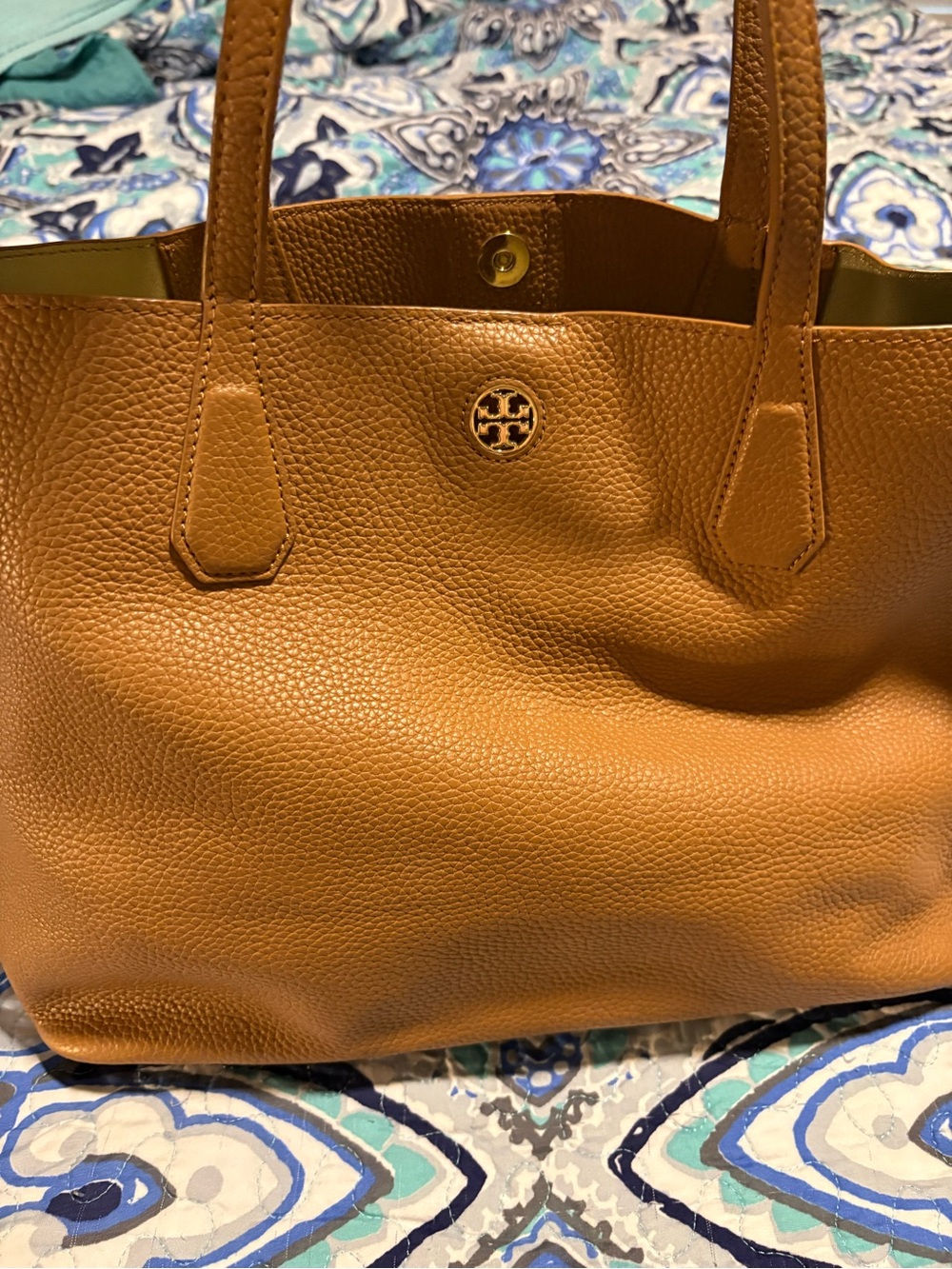 Tory Burch Cognac Pebbled Leather Tote
